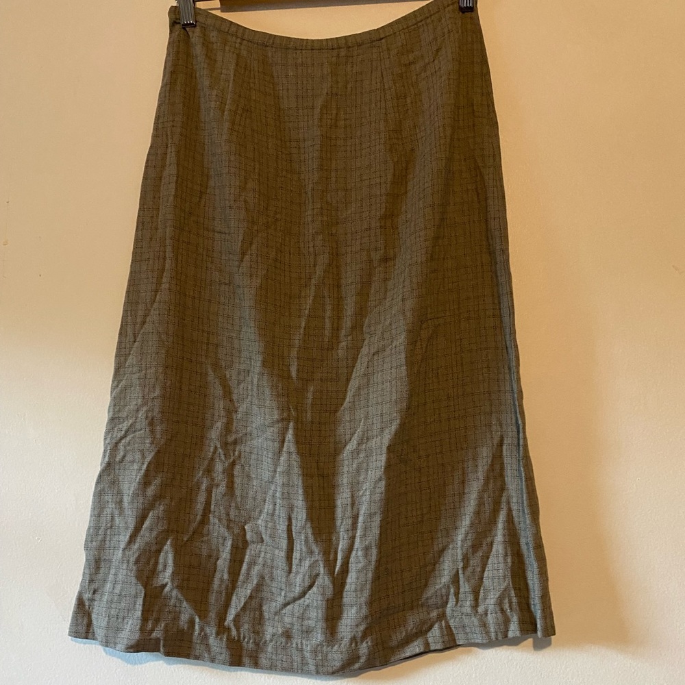 Eileen Fisher Green Plaid Skirt- Size- S